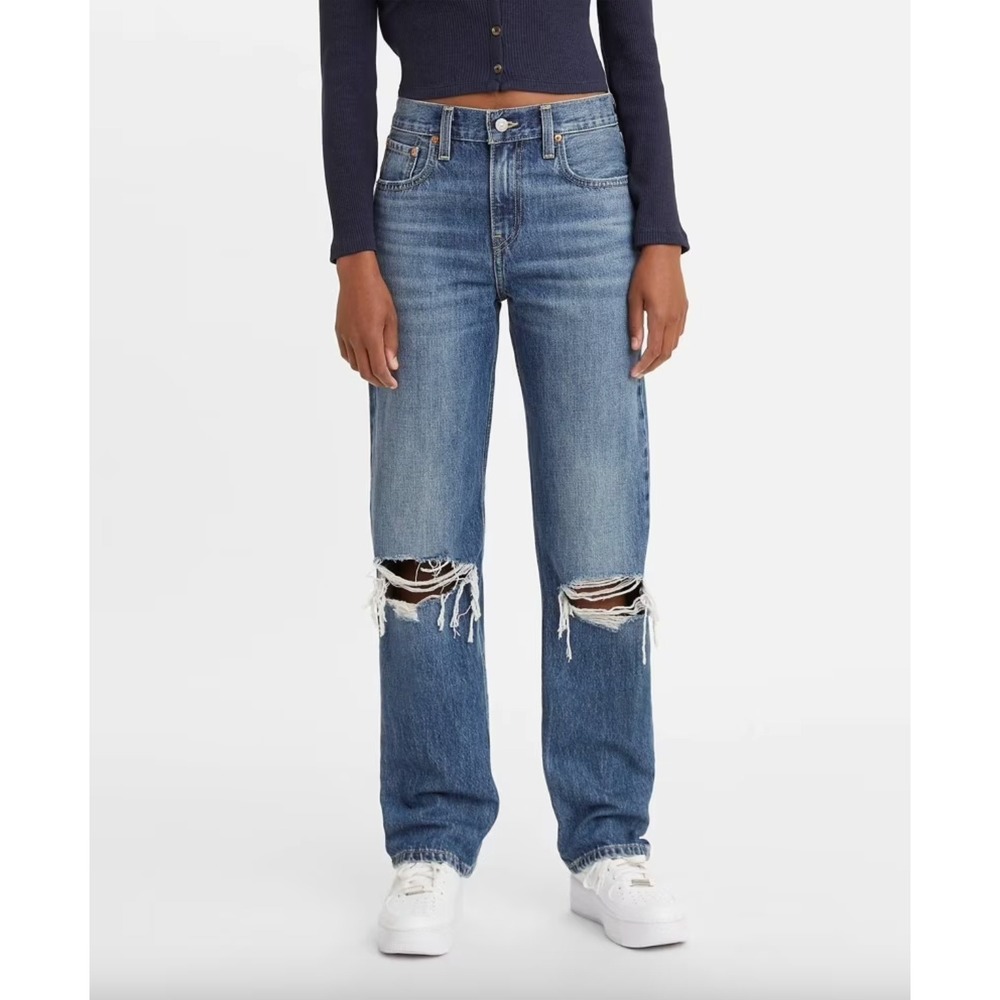 LEVI'S Low Pro Straight Leg Distressed Knee Jeans in Breath‎ Out A0964-0006
